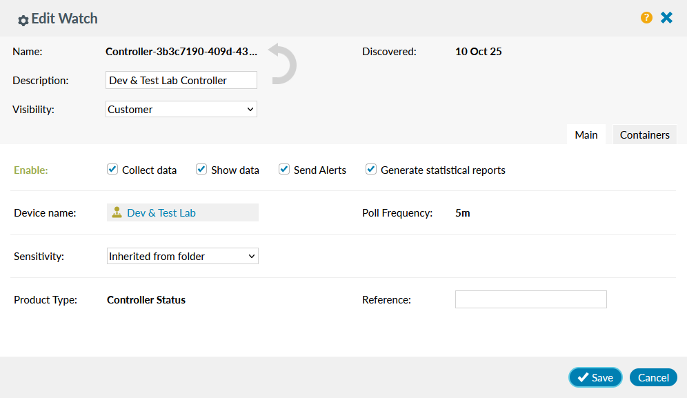 Edit Controller Status