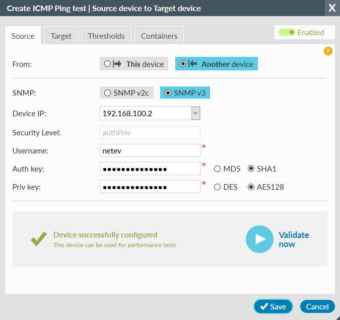 SNMPv3 create performance test