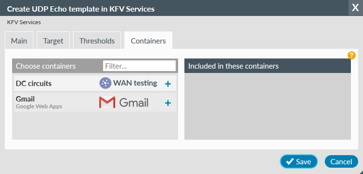 Performance Test Containers tab