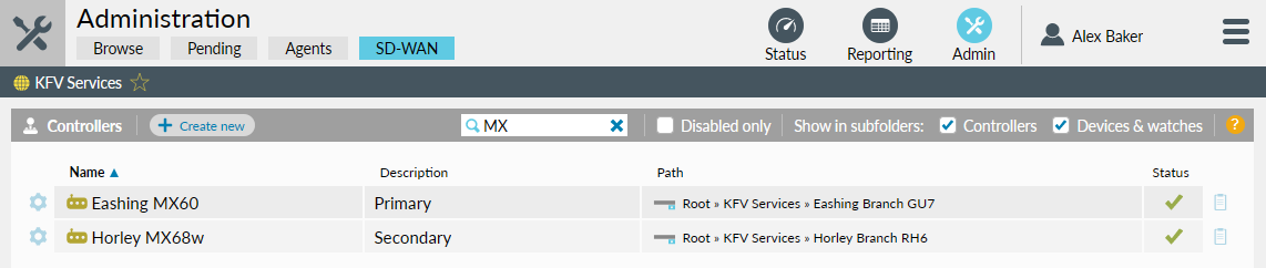 SD-WAN search at folder level