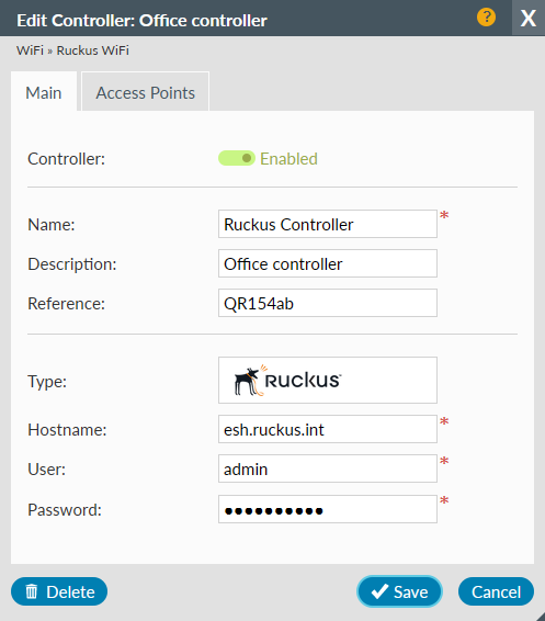 WiFi Ruckus Controller