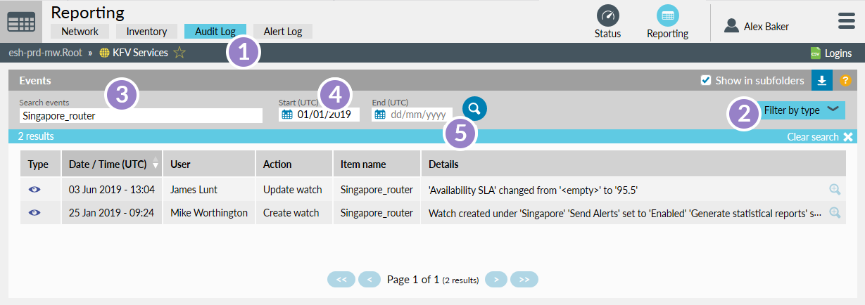 Audit log report